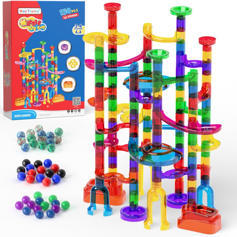 Marble Run, 150 Pcs Marble Maze Race Building Blocks Toy Game & STEM Learning Toys Christmas Birthday Gift for Kids Aged 3-12