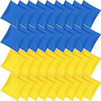 Foilswirl 36 Pcs Nylon Bean Bags for Tossing Small Colorful Cornhole Bean Bags Bulk for Kids Hand Tossing Family Game for Cornhole Party Supplies (5" X 5",Blue,Yellow)