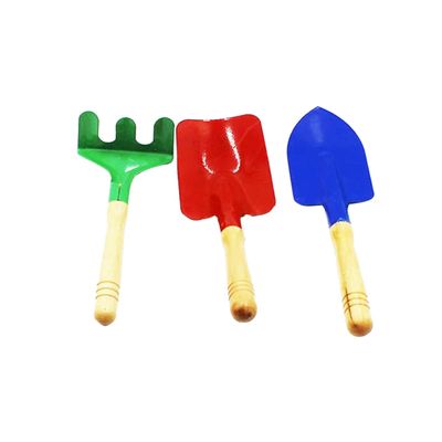 FELTECHELECTR 3Pcs Mini Garden Tool for Iron Shovel Trowel and Rake with Wooden Handle for Little Hands Random Color for Boys and Gardening Play