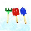 FELTECHELECTR 3Pcs Mini Garden Tool for Iron Shovel Trowel and Rake with Wooden Handle for Little Hands Random Color for Boys and Gardening Play view 2