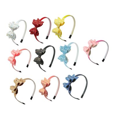 BESTYASH 10Pcs Glitter Sequins Bowknot Hair Hoops for Adorable Headdress for Parties Birthdays and Daily Wear Comfortable and Safe Hair Accessories