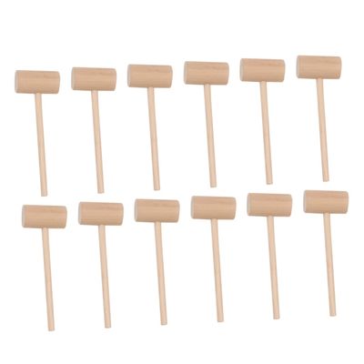 BESPORTBLE 12Pcs Solid Wood Mini Hammers Educational for Round Design Mallet for Hand Eye Coordination and Dexterity Safe and Durable Wood Construction