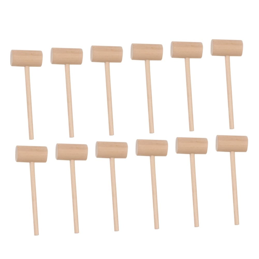BESPORTBLE 12Pcs Solid Wood Mini Hammers Educational for Round Design Mallet for Hand Eye Coordination and Dexterity Safe and Durable Wood Construction