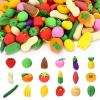 24 Pcs Mini Fruit Vegetable Erasers, 3D Fruit Pencil Erasers, Fun Take Apart Vegetable Puzzle Eraser Bulk for Classroom Prizes, Gifts Supplies, Back to School Party Favors view 1