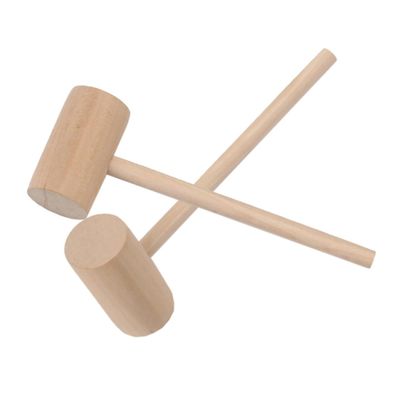 HANABASS 12Pcs Solid Wood Mini Hammers Educational for Round Mallet for Hand Eye Coordination and Dexterity Versatile Use for Home Decoration and Play
