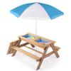 3-in-1 Kids Outdoor Wooden Picnic Table with Adjustable Umbrella - Convertible Sand & Water Activity Table for Toddlers - Space-Saving Design - Perfect for Gardens, Backyards & Beach Play (Natural) view 1