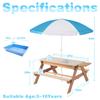 3-in-1 Kids Outdoor Wooden Picnic Table with Adjustable Umbrella - Convertible Sand & Water Activity Table for Toddlers - Space-Saving Design - Perfect for Gardens, Backyards & Beach Play (Natural) view 3