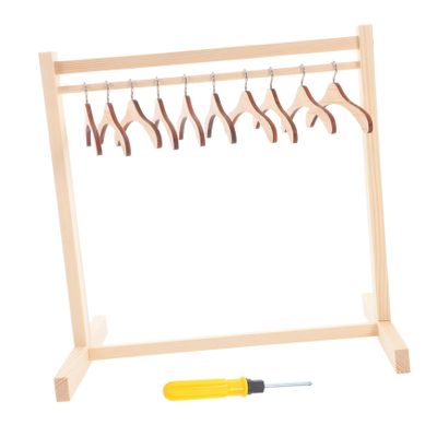 Abaodam 1Set Wooden Doll Clothes Rack Miniature Doll Dress Hangers for Dollhouse Sturdy Organizer with Slip Resistant Feature Lightweight Design for Outfits Display and Travel