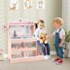 HONEY JOY Kids Wooden Doctor Play Set, 2 In 1 Checkup Medical Office Center & Vet Clinic Station, Exam Area & Interactive Accessories, X-Ray, Toddler Pretend Hospital Playset Kit for Boys Girls (Pink) view 1