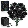 aphpaio Black Rose Bouquet Building Blocks, Artificial Flowers Roses Botanical Building Set, Gothic Valentines Day Decor, Birthday Valentines Day Gifts for Her Lover Adults Kids view 1