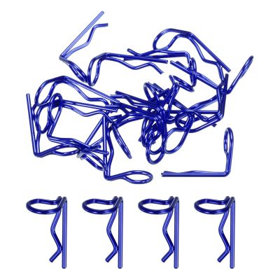 MECCANIXITY 20pcs 90-Degree Angle RC Body Clips Bent Springy R Pins 20x1.2x9mm for All 1/8 1/10 1/12 Scale Model RC Car Crawler Truck,Shell Replacement Parts(Blue)
