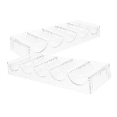 Toyvian Acrylic Poker Chip Tray Set 100-Capacity Poker Chip Holder for Card Games 2-Piece Portable Storage Organizer for Game Evenings