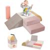 BanaSuper 5-Piece Climbing Toys for Toddlers, Kids Foam Blocks Playset with Cylinder, Foldable Design, Toddler Indoor Soft Play Gym Activity Play Set for Crawling and Active Play(Pink, Yellow) view 1