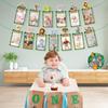First Birthday Decorations, Safari 1st Birthday Photo Banner, 1-12 Month Photo Banner for From Newborn to 12 Months Baby, Wild One Birthdays Decorations, Jungle Woodland Milestone Photos Banner view 3