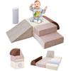 BanaSuper 5-Piece Climbing Toys for Toddlers, Kids Foam Blocks Playset with Cylinder, Foldable Design, Toddler Indoor Soft Play Gym Activity Play Set for Crawling and Active Play(Blue, Grey) view 1