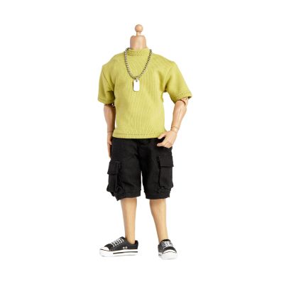 1/12 Action Figure Colthes,T-Shirt Shorts Suits for 6" Action Figures,Miniature 1:12 Scale Clothing suit1:12 (Green T and Black Shorts)