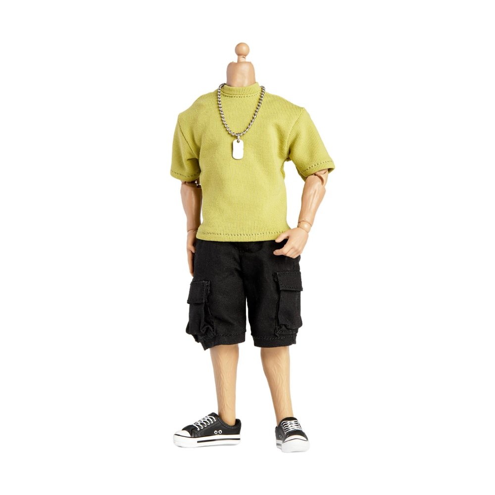 1/12 Action Figure Colthes,T-Shirt Shorts Suits for 6" Action Figures,Miniature 1:12 Scale Clothing suit1:12 (Green T and Black Shorts)