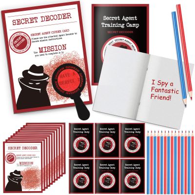 ReliThick 25 Sets Detective Party Favors Spy Secret Kit Escape Room Birthday Party Decoder with Agent Training Camp Notepads Cards Pens Treat Bags Stuffers Piata Filler Classroom Prizes