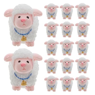 BCOATH 18pcs Miniature Sheep Figurines: Mini Sheep Figures Resin Animals Model Cake Topper for Fairy Garden Bonsai Micro Landscape Ornament DIY Craft