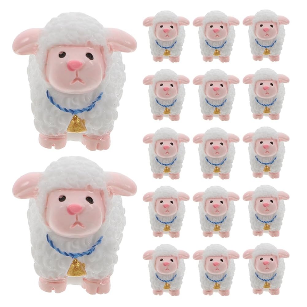 BCOATH 18pcs Miniature Sheep Figurines: Mini Sheep Figures Resin Animals Model Cake Topper for Fairy Garden Bonsai Micro Landscape Ornament DIY Craft