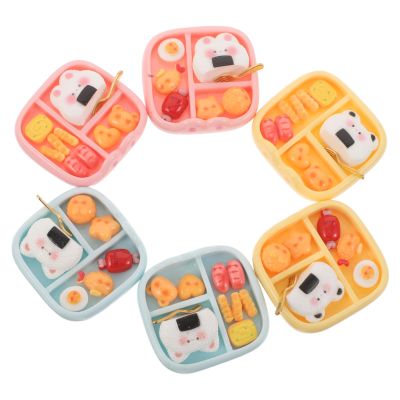 CIYODO 6pcs Miniature Bento Sushi Models: Dollhouse Cartoon Food Decoration - Tiny Japanese Food Lunch Ornaments for Micro Landscaping
