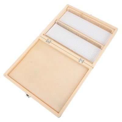 ABOOFAN Wooden Microscope Slide Storage Box for Slides Practical and Specimen Case with Slots Plated Lock and Hinge for Labs and Educational Use