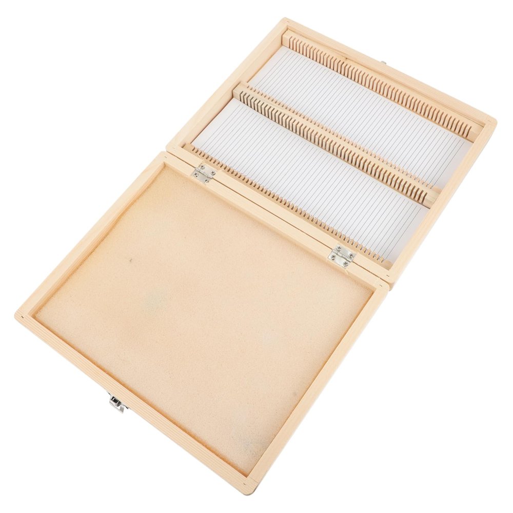 ABOOFAN Wooden Microscope Slide Storage Box for Slides Practical and Specimen Case with Slots Plated Lock and Hinge for Labs and Educational Use