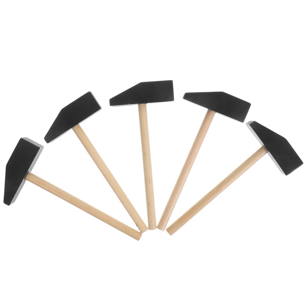 HEALSOPTHY 5Pcs Mini Wooden Hammer Safe DIY Mallet for Creative Play for Birthday Parties Learning Activities for Boys