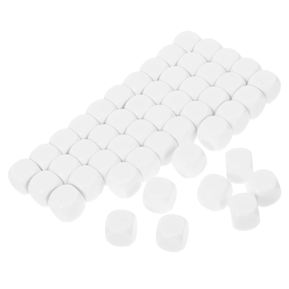 Abaodam 50pcs Blank Square Dice for DIY Board Games 16mm Six-Sided Acrylic Gaming Dice for Role Play for Tabletop Game Sets for Classroom and Family Fun
