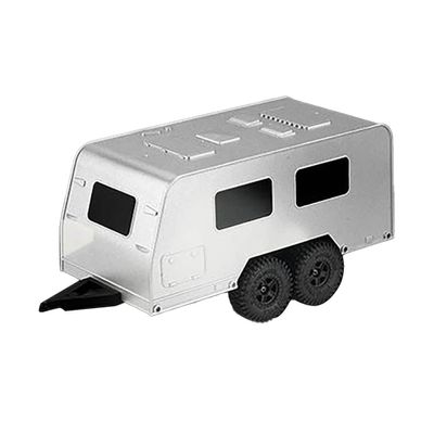 wheelfun 1/18 Scale Plastic Trailer Four Wheels Camper Trailer for C8818 Remote Control Rock Crawler Car Pickup Truck DIY Ornament Hobby Grade Model for Adult Hobby(Silver)