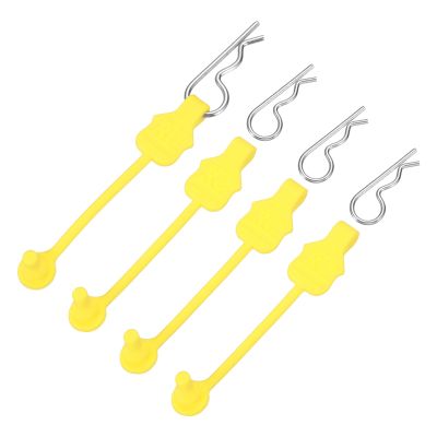 MECCANIXITY 4 Pcs RC Body Clip Retainers, 1.2mm Rod RC Clips Shell Fixed Buckle Lock Springy R Pins Shell Replacement Parts for All 1/8 1/10 Scale Model Car Crawler Truck(Yellow/Silver)