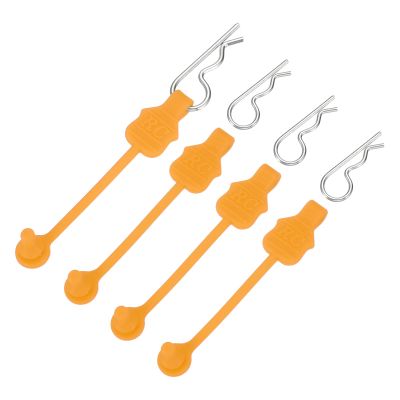 MECCANIXITY 4 Pcs RC Body Clip Retainers, 1.2mm Rod RC Clips Shell Fixed Buckle Lock Springy R Pins Shell Replacement Parts for All 1/8 1/10 Scale Model Car Crawler Truck(Orange/Silver)
