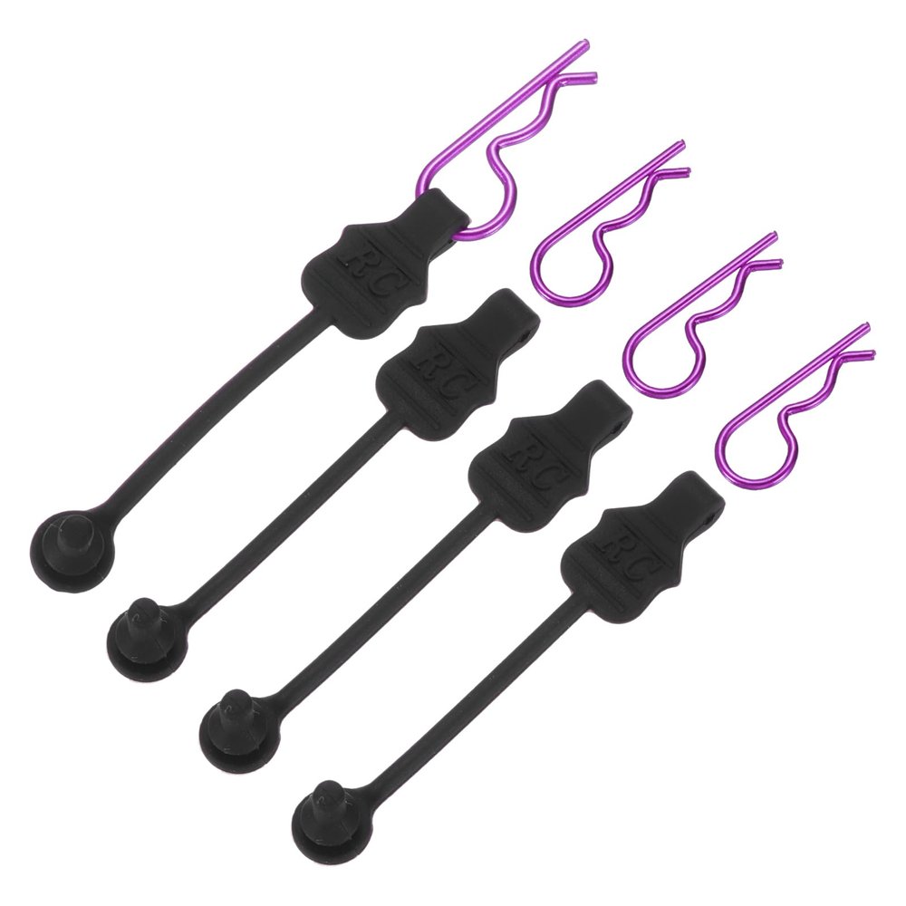 MECCANIXITY 4 Pcs RC Body Clip Retainers, 1.2mm Rod RC Clips Shell Fixed Buckle Lock Springy R Pins Shell Replacement Parts for All 1/8 1/10 Scale Model Car Crawler Truck(Purple)