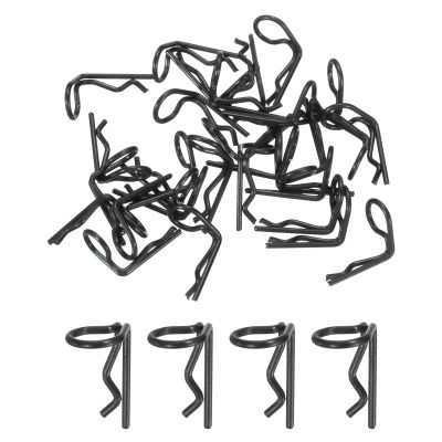 MECCANIXITY 30pcs 90-Degree Angle RC Body Clips Bent Springy R Pins 14x1.0x7.2mm for All 1/8 1/10 1/12 Scale Model RC Car Crawler Truck,Shell Replacement Parts(Black)