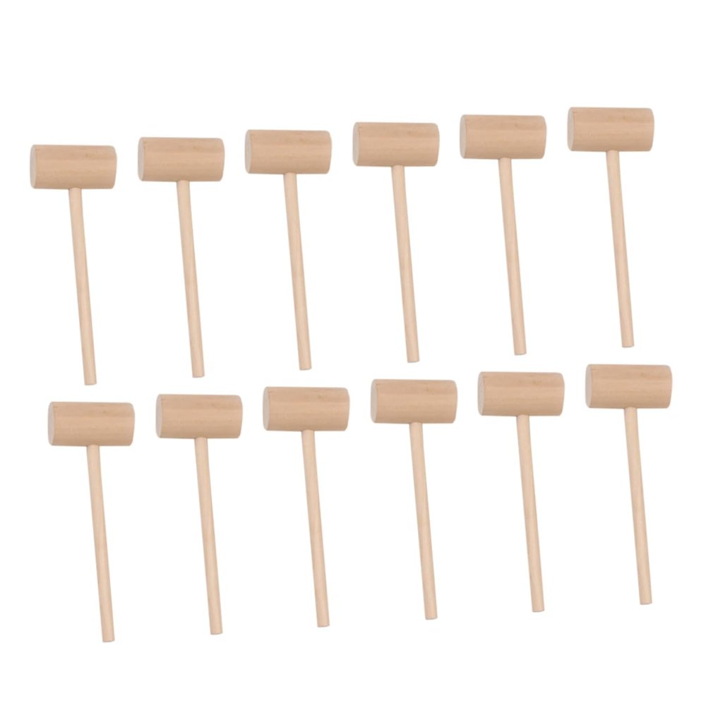 SUPVOX 12Pcs Solid Wood Mini Hammers for Educational for Hand Eye Coordination and Dexterity Development Round Hitting Hammer for Preschoolers