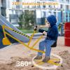 HONEY JOY Sand Digger Excavator for Kids, Toddler Outdoor Sandbox Digger Crane w/Cross Base & Flexible Shovel, 360 Rotatable Seat, Beach Toys Excavator Ride On Toy for Backyard Dirt and Snow, Yellow view 2