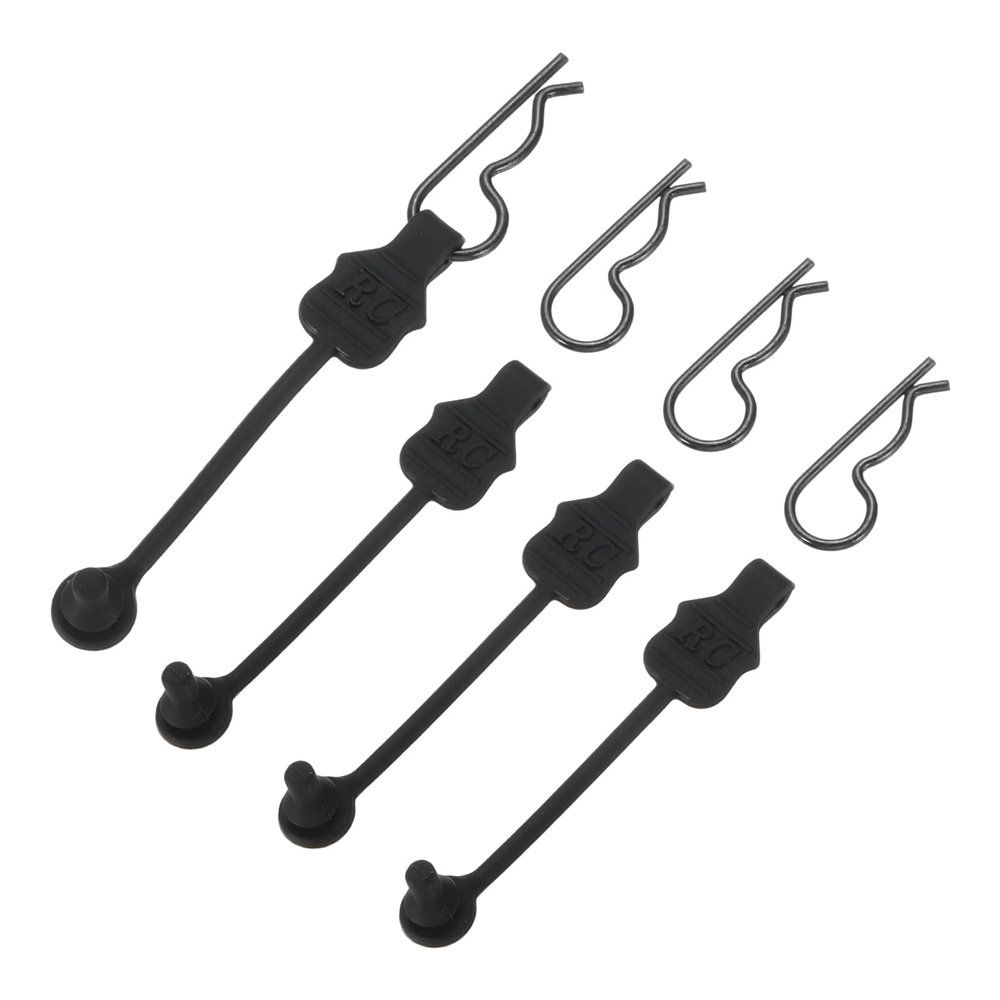 MECCANIXITY 4 Pcs RC Body Clip Retainers, 1.2mm Rod RC Clips Shell Fixed Buckle Lock Springy R Pins Shell Replacement Parts for All 1/8 1/10 Scale Model Car Crawler Truck(Black)