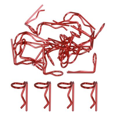 MECCANIXITY 20pcs 90-Degree Angle RC Body Clips Bent Springy R Pins 20x1.2x9mm for All 1/8 1/10 1/12 Scale Model RC Car Crawler Truck,Shell Replacement Parts(Red)