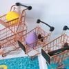 YARNOW Mini Two Tier Shopping Cart Rose Gold Trolley Playset for Enhance Imagination and Cognitive Skills with Realistic Design Storage Basket for Pretend Play view 3