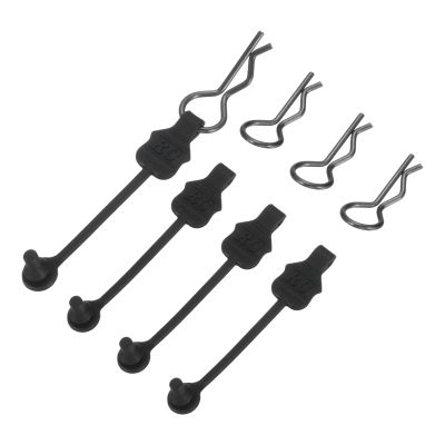 MECCANIXITY 4 Pcs RC Body Clip Retainers, 1.4mm Rod 45 Degree RC Clips Shell Fixed Buckle Lock Springy R Pins Shell Replacement Parts for All 1/8 1/10 Scale Model Car Crawler Truck(Black)