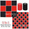 2 in 1 Giant Checkers & Large Tic Tac Toe Game Set (4.6ft x 4.6ft), Jumbo Checkers Outdoor Lawn Games with Chess Board Mat & 4 Ground Stakes, Giant Indoor Outdoor Games for Kids, Yard, Camping Party view 2