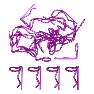 MECCANIXITY 20pcs 90-Degree Angle RC Body Clips Bent Springy R Pins 20x1.2x9mm for All 1/8 1/10 1/12 Scale Model RC Car Crawler Truck,Shell Replacement Parts(Purple)