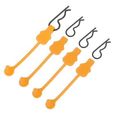 MECCANIXITY 4 Pcs RC Body Clip Retainers, 1.2mm Rod RC Clips Shell Fixed Buckle Lock Springy R Pins Shell Replacement Parts for All 1/8 1/10 Scale Model Car Crawler Truck(Orange/Black)