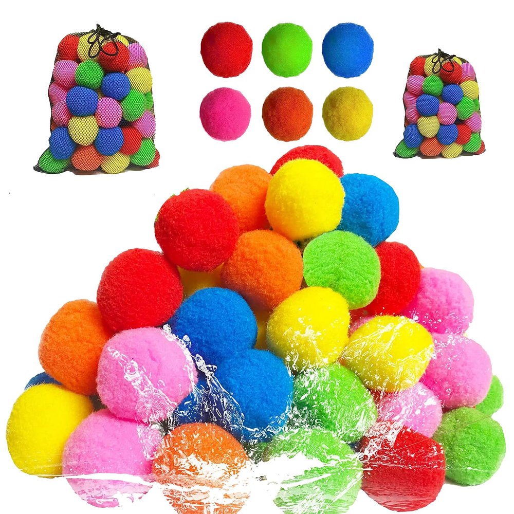 Reusable Water Sponge Balls,Beach Pool Toys Outdoor Yard Water Fight Games Instant Refill Water Balloons No Cleanup for Pool, Beach, Backyard. (42pcs)