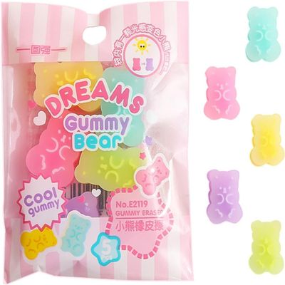 5-Piece Cartoon Animal Erasers - Gummy Bear and Panda Pencil Toppers | Bulk Classroom Rewards, Party Favors and Desk Organizers (Assorted Colors)
