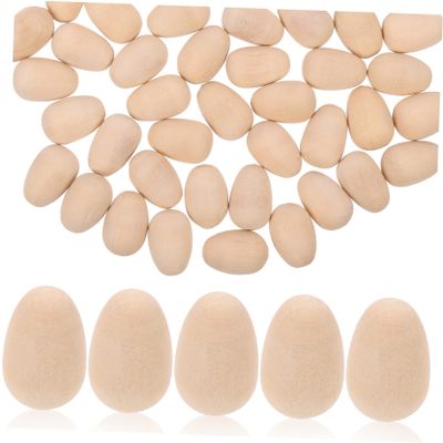 CHICAMPERA 100Pcs DIY Decorative Fake Wooden Eggs for Easter Crafts Realistic Simulation Eggs for Crafts for Easter Egg Hunts and Decorating Activities