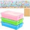 3 Pcs Plastic Sensory Bin Sand Tray with Lid 8 Stickers Portable Sandbox Container with Handle Clear Lid Stackable Play Tray for Home Office Storage Sand Arts Crafts Organizing view 1