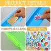 3 Pcs Plastic Sensory Bin Sand Tray with Lid 8 Stickers Portable Sandbox Container with Handle Clear Lid Stackable Play Tray for Home Office Storage Sand Arts Crafts Organizing view 4