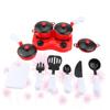 BESPORTBLE 1Set Mini Kitchen Set Educational Simulation Cooking Playset for Includes Cartoon Induction Cooker Tableware Role Play Cooking Fun Black White Red view 1