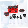 BESPORTBLE 1Set Mini Kitchen Set Educational Simulation Cooking Playset for Includes Cartoon Induction Cooker Tableware Role Play Cooking Fun Black White Red view 2